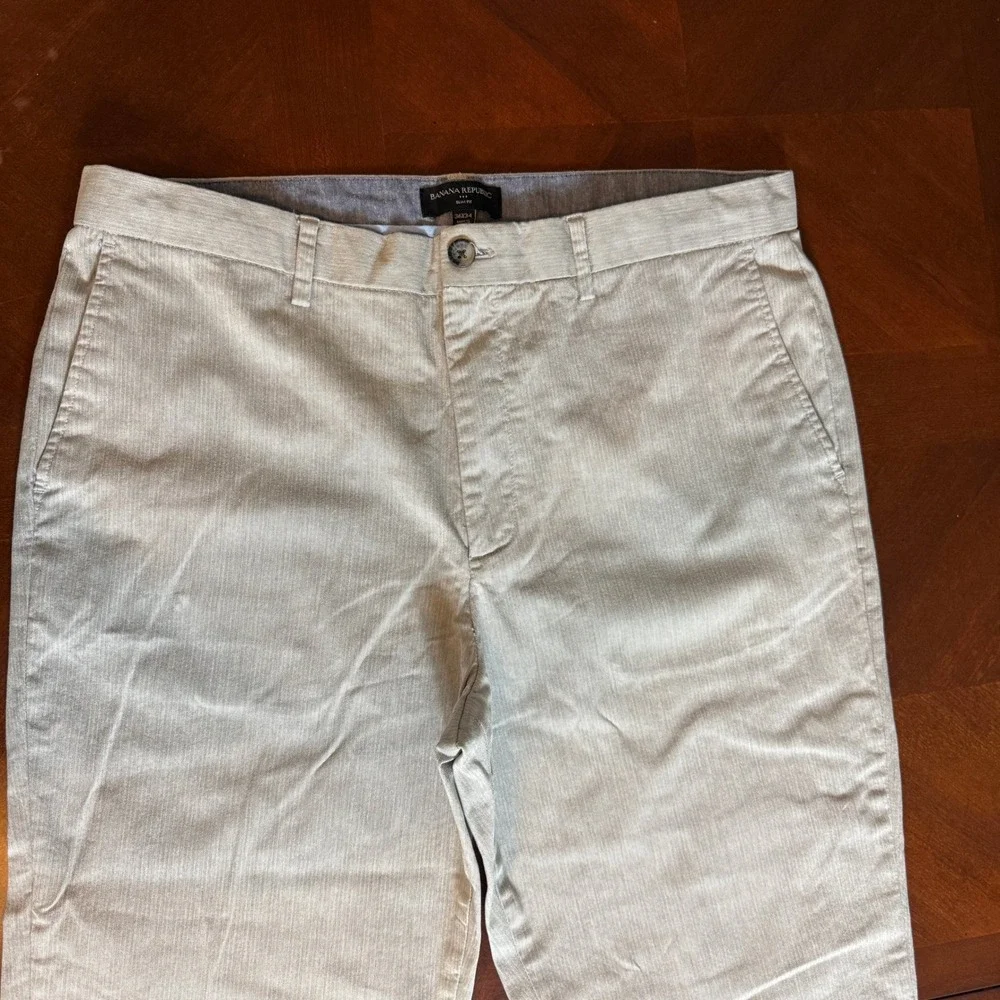Banana Republic Slim Fit Chinos Mens 36x34 Light Tan Cotton Stretch Trousers
